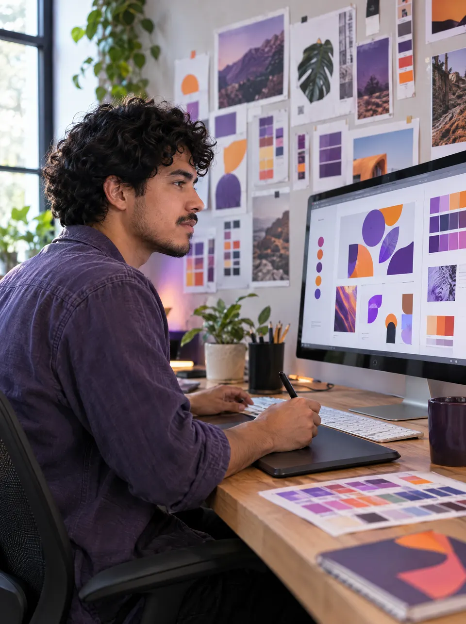 Diseñador trabajando en una identidad visual