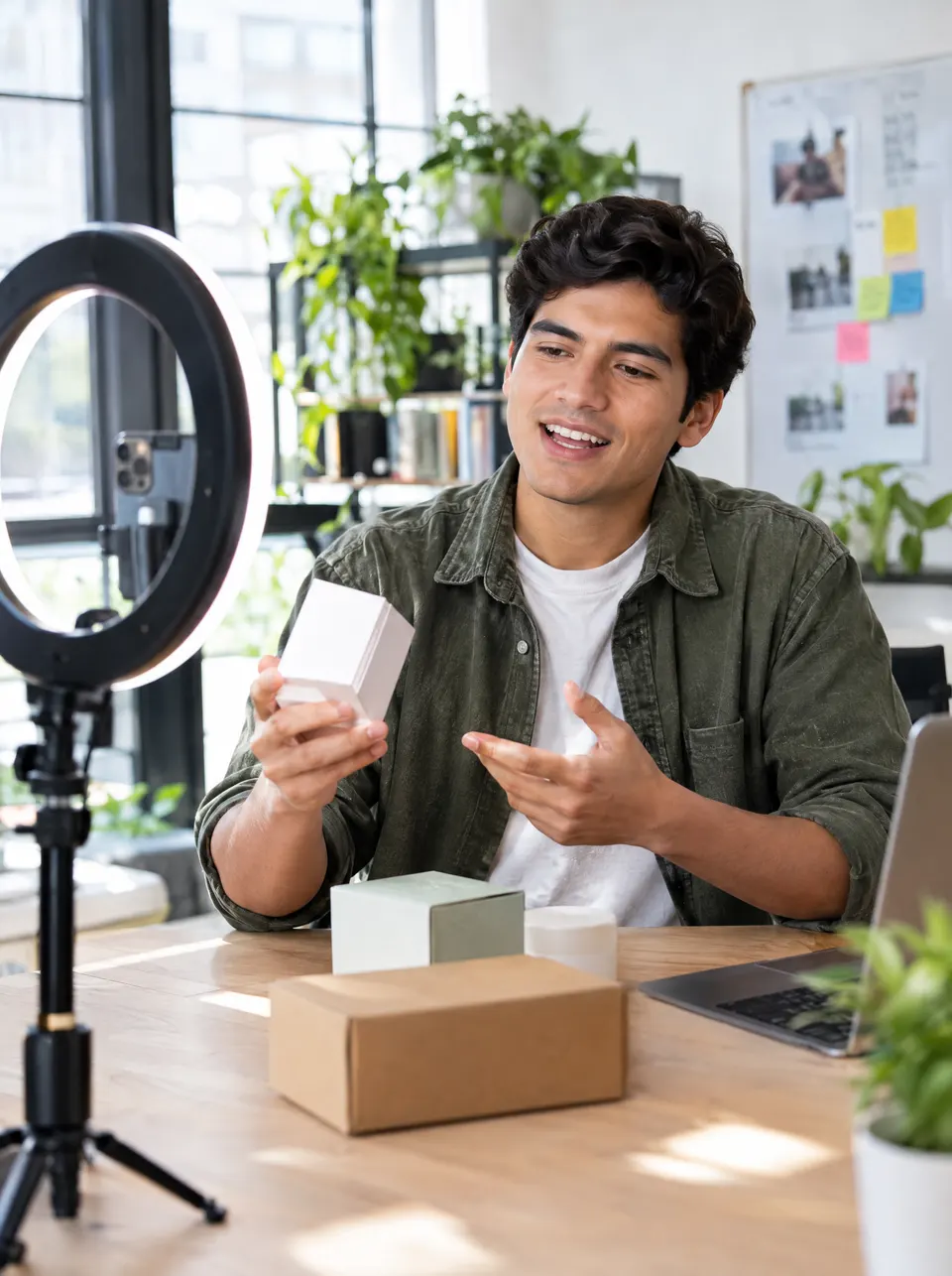 Marketero grabando contenido para redes